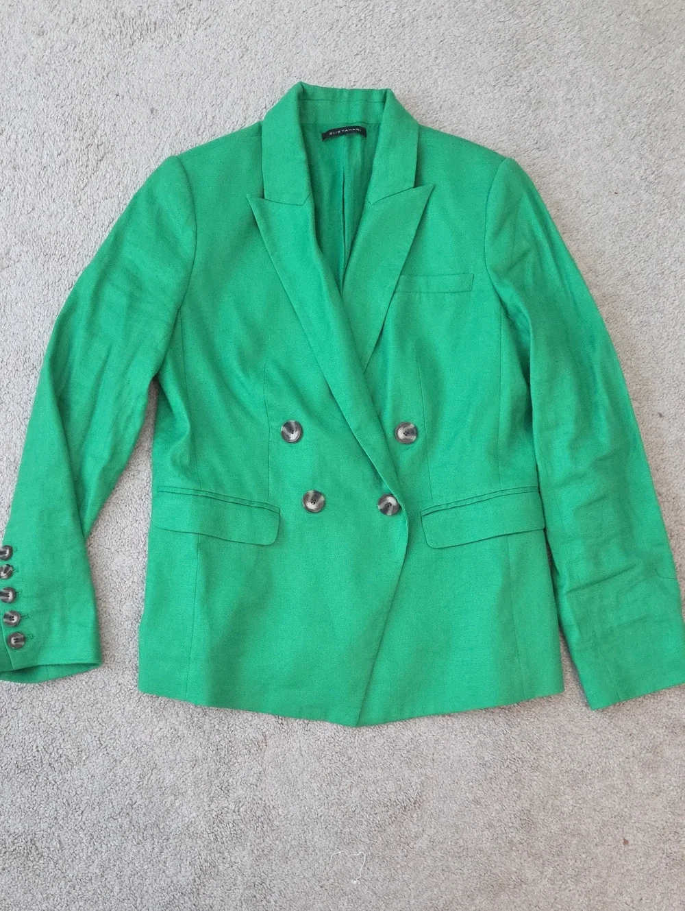 Elie Tahari Green Double-Breasted Blazer